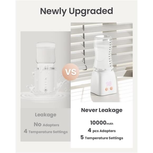 Fast Heating Portable Bottle Warmer with 4 Adapters, Rechargeable Travel - Picture 5 of 7